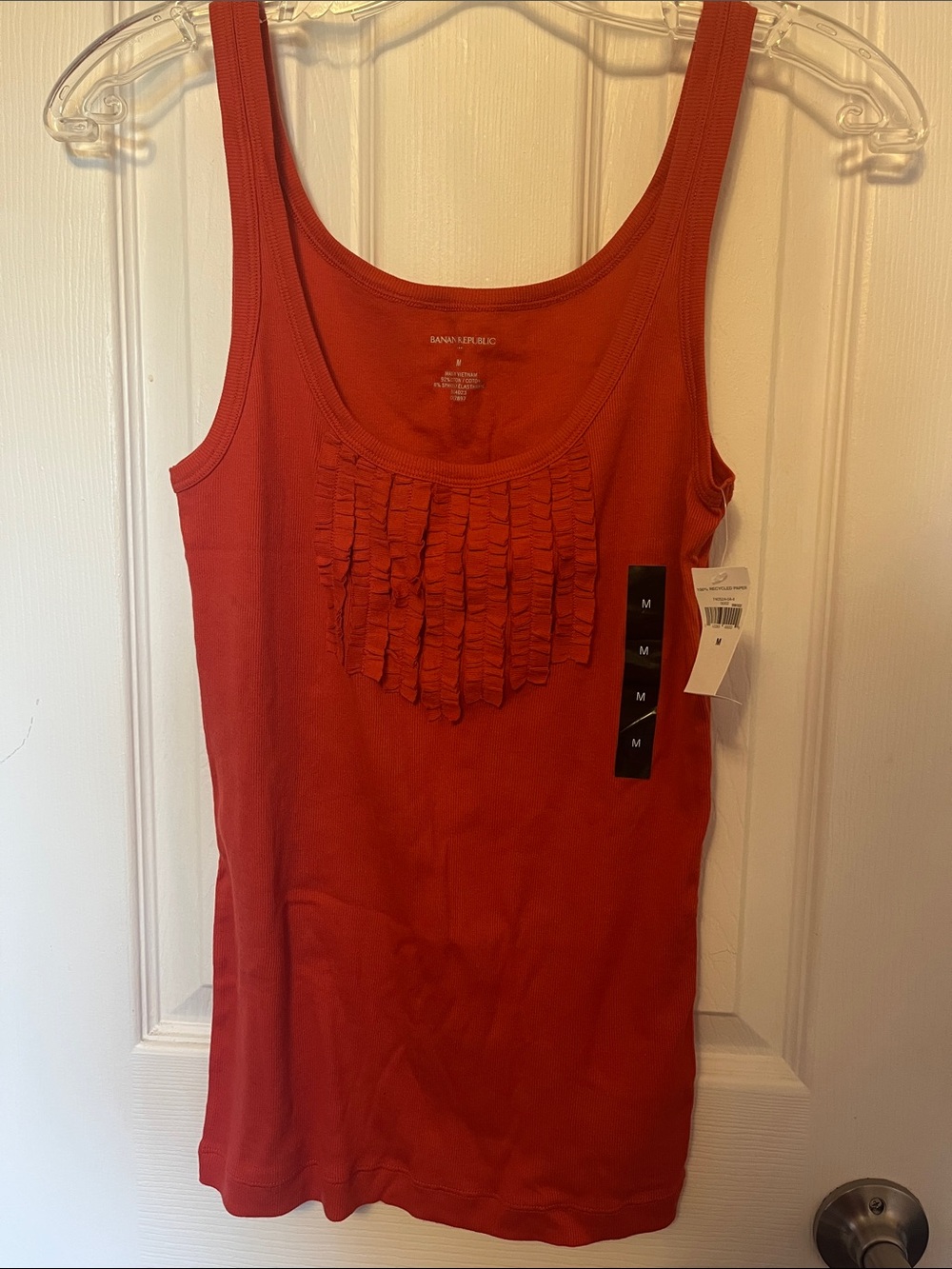 Banana Republic Red Ruffle Scoop Tank